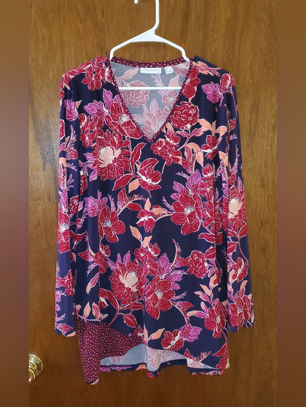 NWOT Susan Graver Floral Tunic Top Sz Large